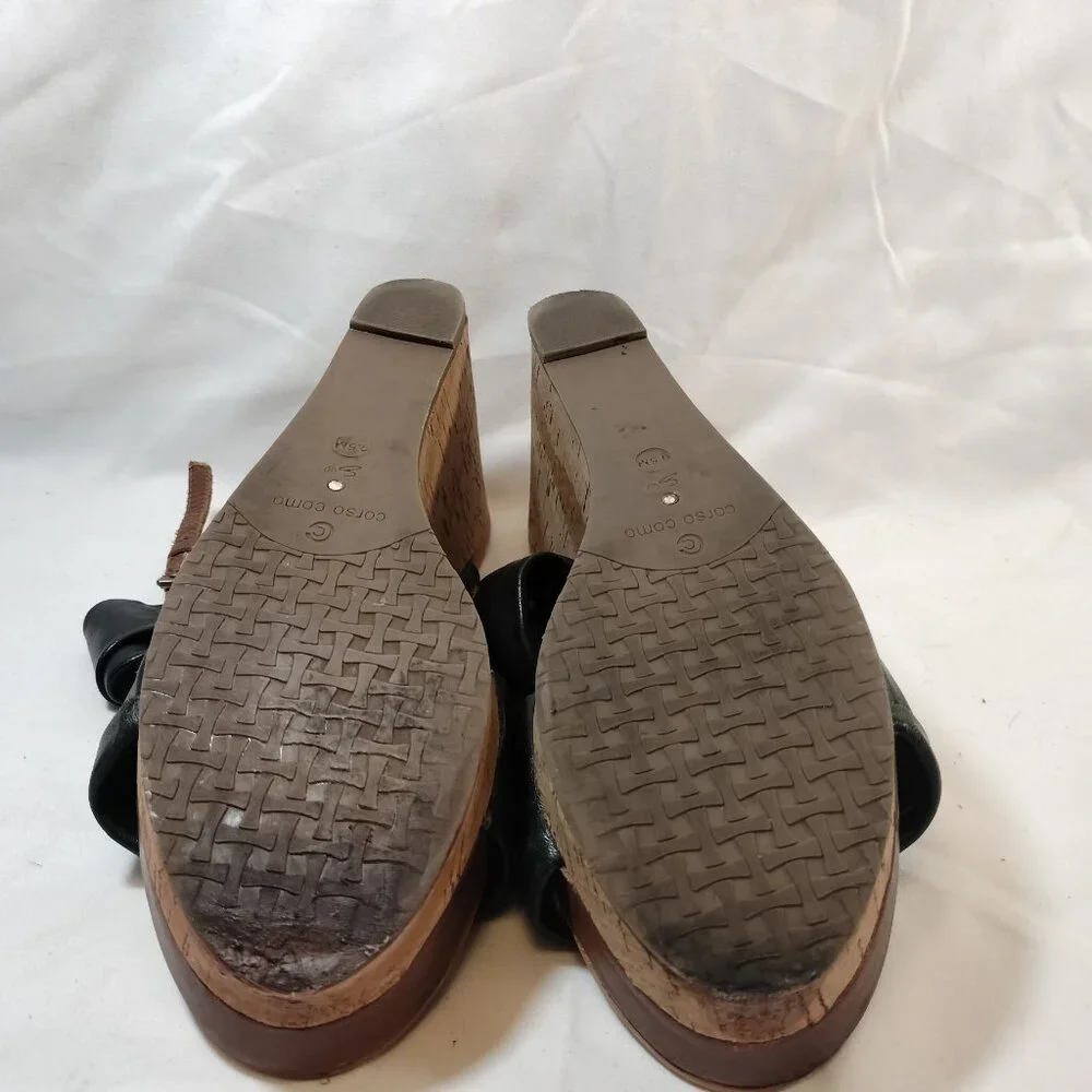 Corso Como Two-Tone Black and Brown Leather Cork‎ Wedges 9.5 - Worn Once!